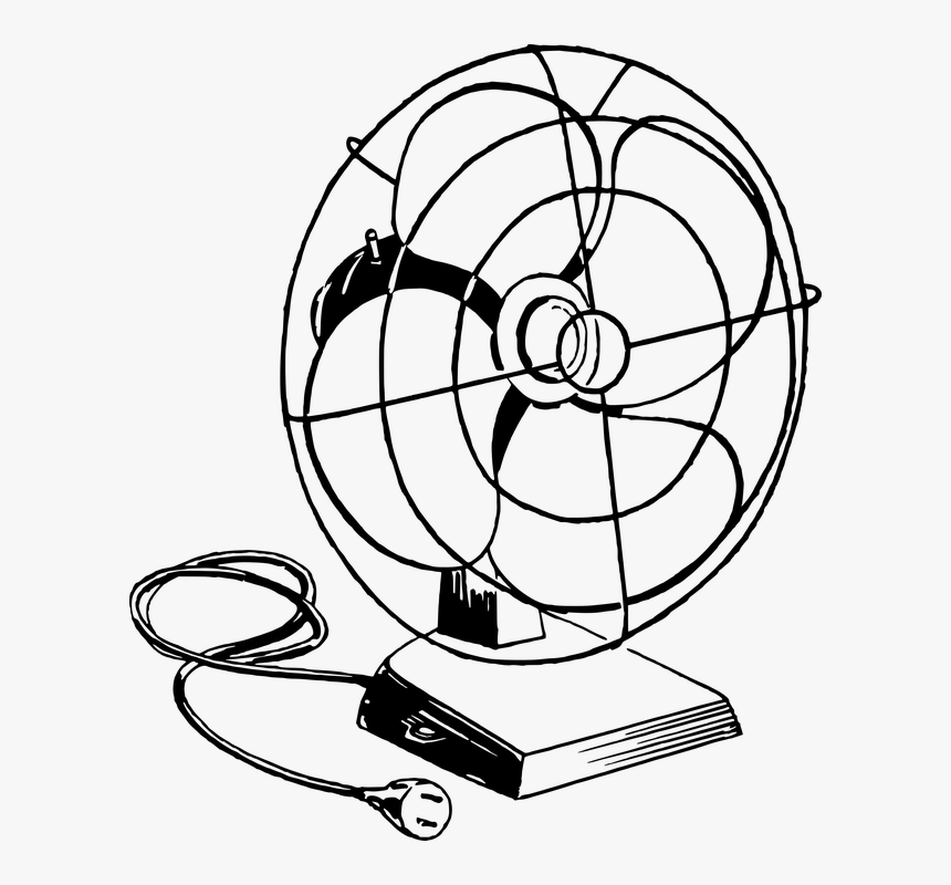 Air, Blower, Blowing, Cooling, Electric, Fan, Household - Drawing Of A Fan, HD Png Download, Free Download