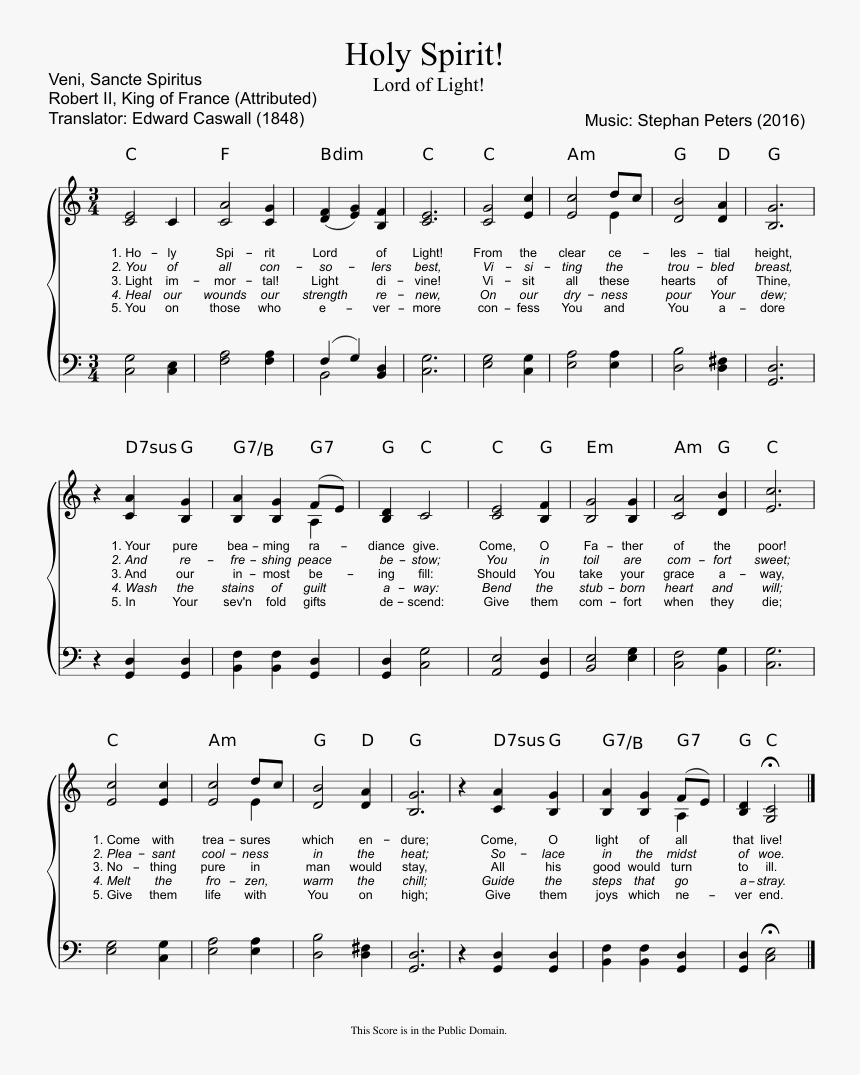 Holy Spirit Sheet Music Composed By Music - Gặp Gỡ Chúa Jesus, HD Png Download, Free Download