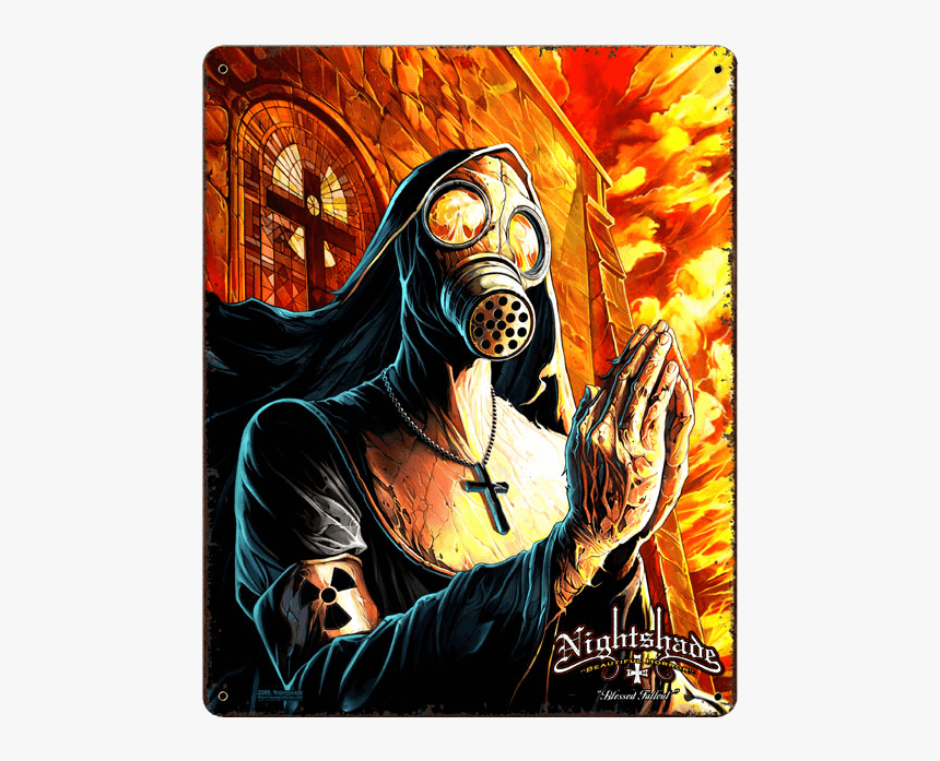 Blessed Fallout Vintage Gothic Sign - Nun With Gas Mask, HD Png Download, Free Download