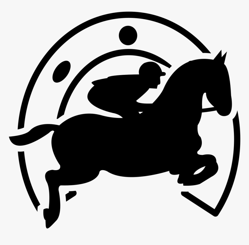 Jumping Horse With Jockey In Front Of A Horseshoe - Horse And Jockey Svg, HD Png Download, Free Download