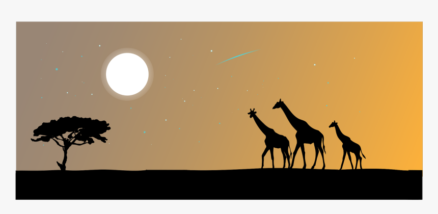 Giraffe Animal The Silhouette Free Photo - African Landscape Pano Silhouette, HD Png Download, Free Download