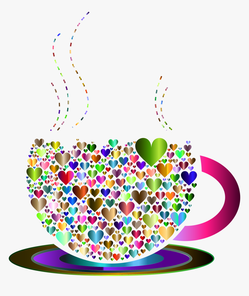 Prismatic Love Hearts Coffee By Lin Chu 5 Clip Arts - Coffee Love Heart Clip Art, HD Png Download, Free Download
