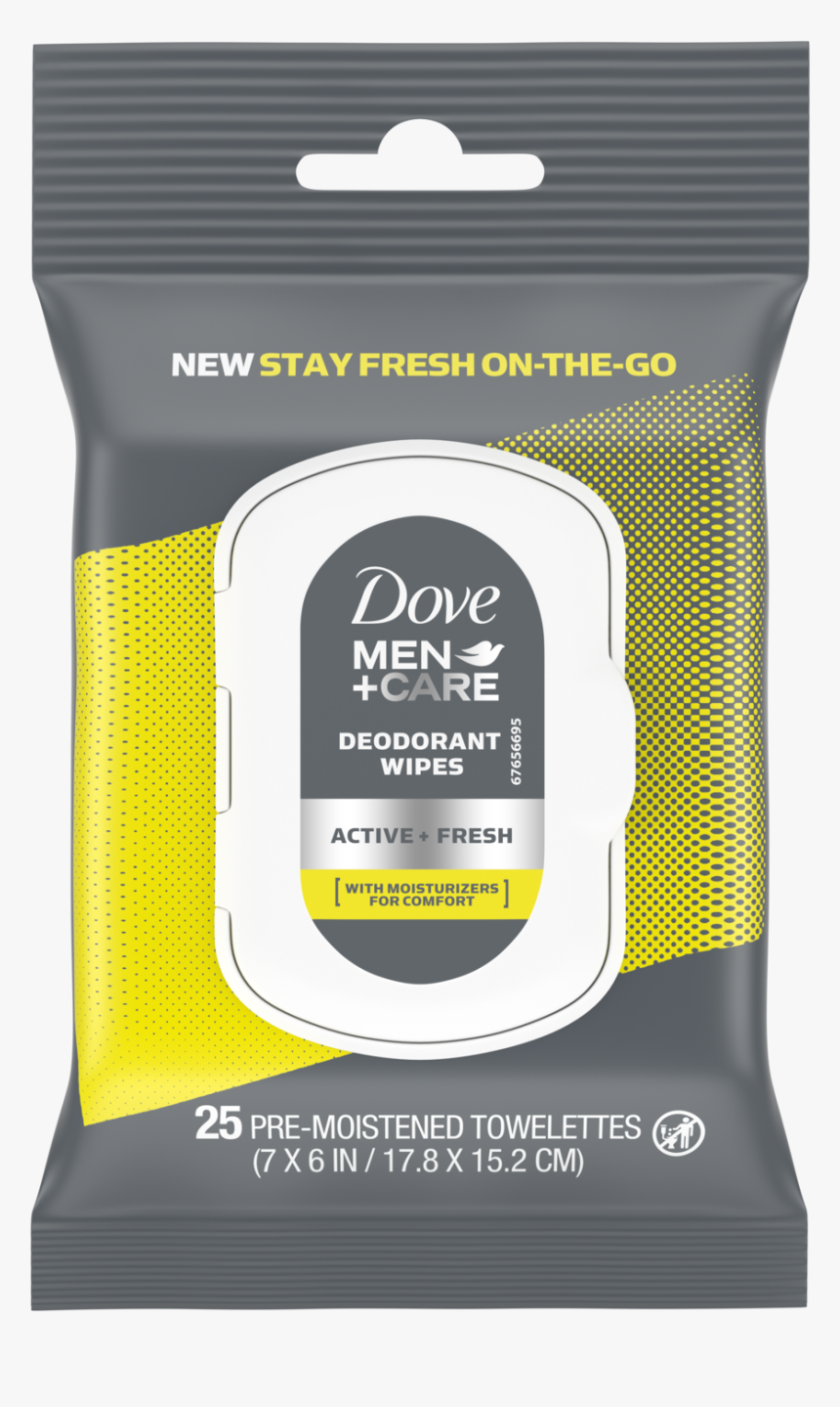 Dove Men Care Deodorant Wipes Active Fresh 25ct Front - Dove Men Deodorant Wipes, HD Png Download, Free Download