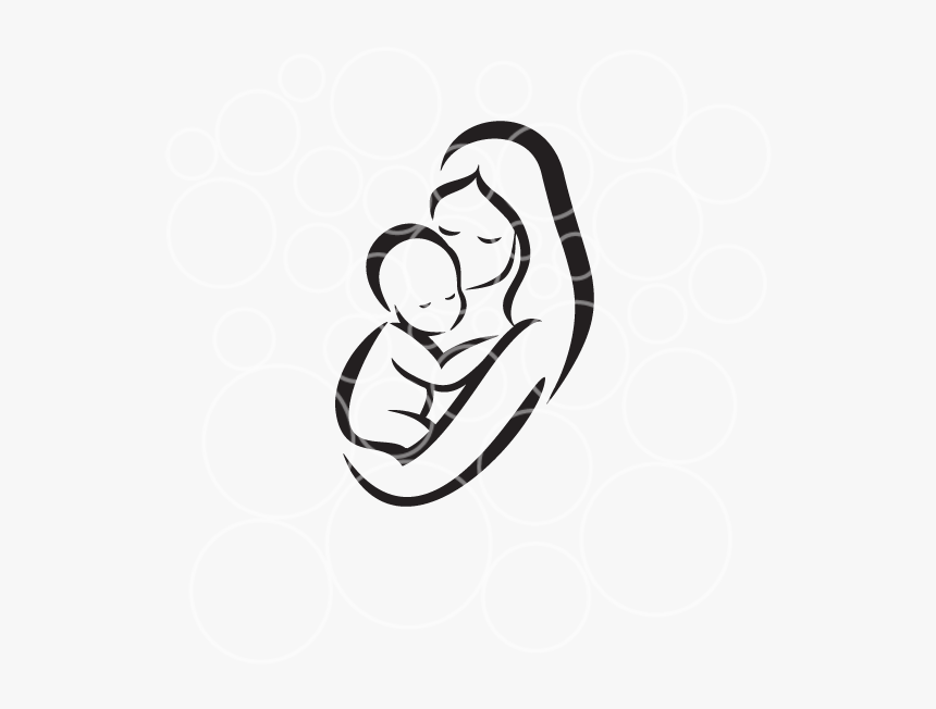 mother and baby clipart black and white