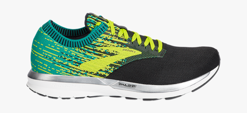 Mens Brooks Ricochet, Black/lime/blue - Men's Brooks Ricochet, HD Png Download, Free Download