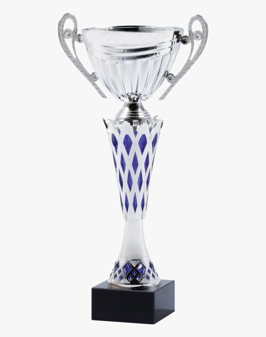 Silver & Blue Premium Cup Trophy - Silver And Blue Trophy With Diamond, HD Png Download, Free Download