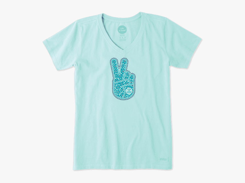 Women"s Floral Peace Hand Crusher Vee - Womens Sea Turtle Shirt, HD Png Download, Free Download