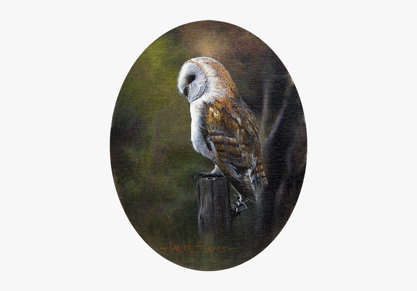 An Oil Painting Of A Barn Owl Perched On A Post - Barn Owl, HD Png Download, Free Download