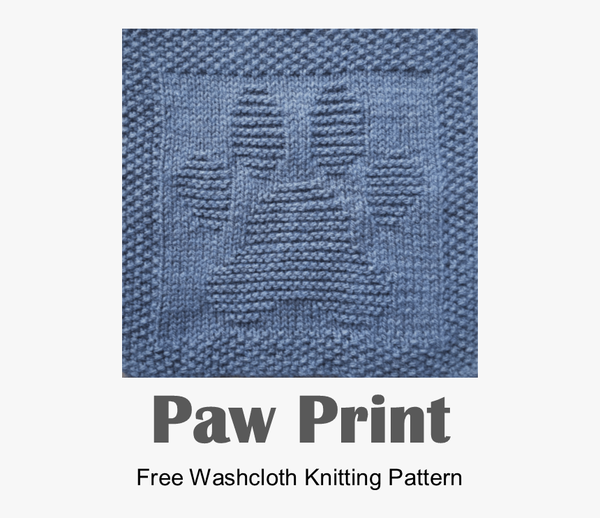 Free Knitting Pattern For Paw Print Washcloth Or Dishcloth - Knit Paw Dishcloth Pattern, HD Png Download, Free Download