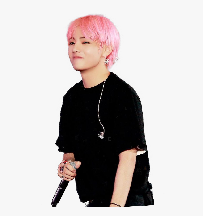 #v #taehyung #tae #bts #kpop #black #pink #hair #cute - Bts V With Pink Hair, HD Png Download, Free Download