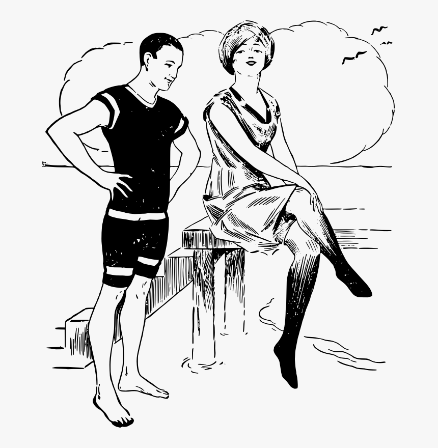Beach Couple - Dibujo Mujer Y Hombre, HD Png Download, Free Download
