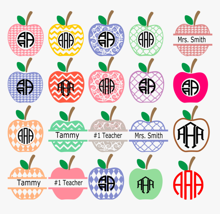 Monogram Clip Library Download - Cute Teacher Apple Clip Art Black And White, HD Png Download, Free Download