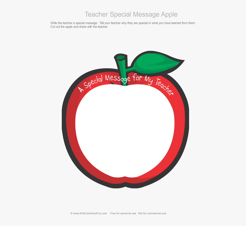 Transparent Red Apple Png - Apple With Message For Teacher, Png Download, Free Download