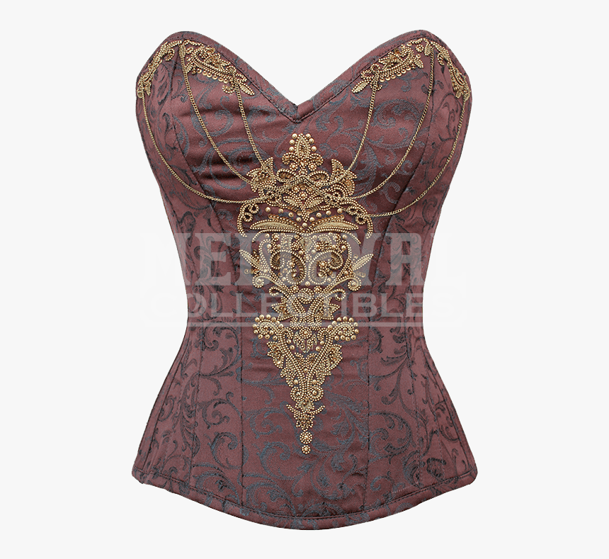 Classic Sweetheart Overbust Corset With Gold Detail - Embroidery, HD Png Download, Free Download