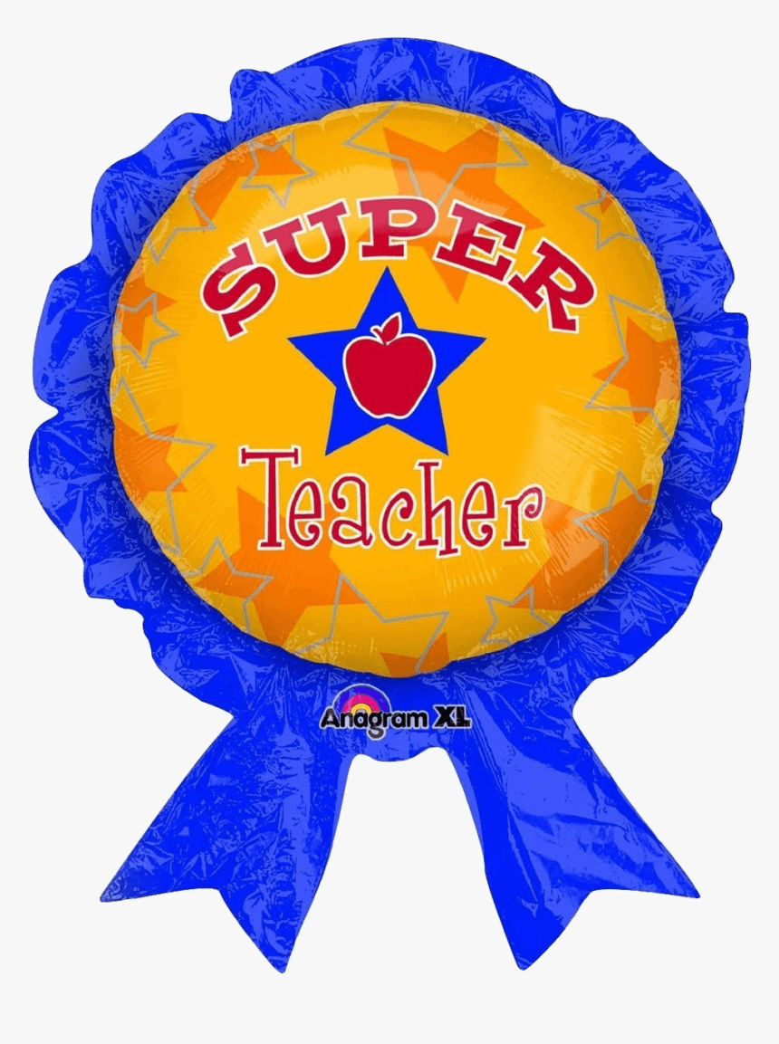 Super Teacher Award Balloon With Apple School Appreciation - Award Ribbon For Best Teacher, HD Png Download, Free Download