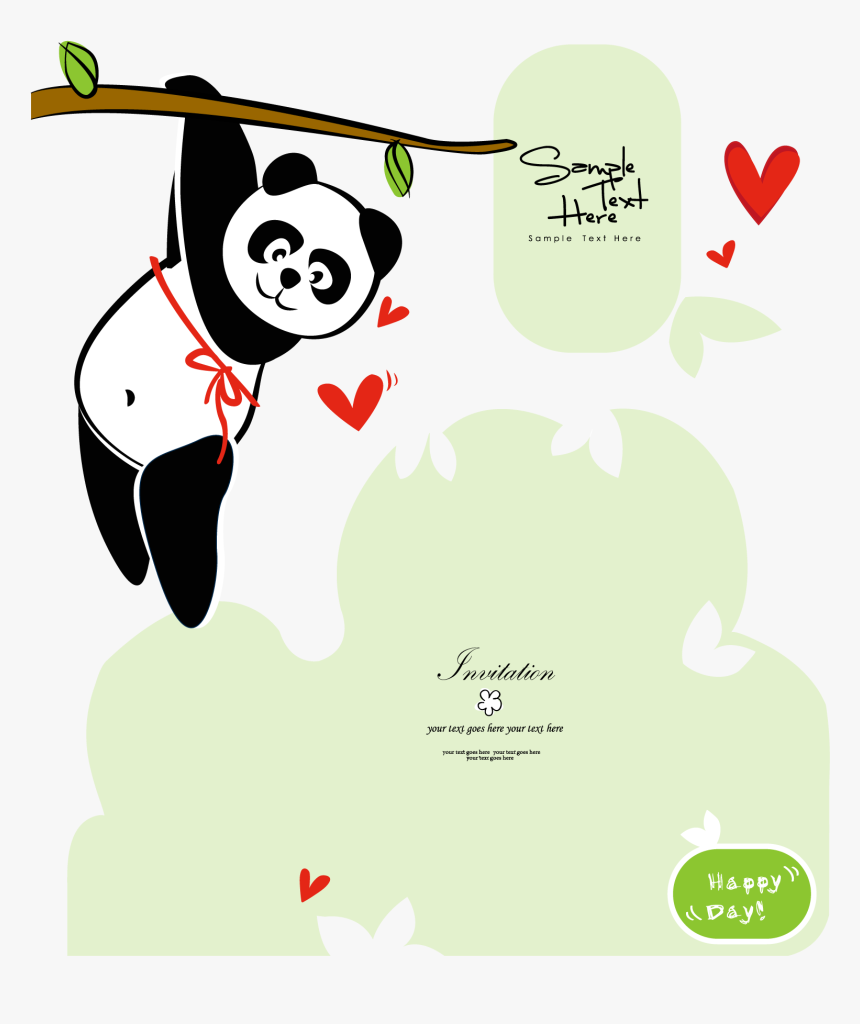 Super Cute Chinese Panda Card China Illustrations Vectors - Giant Panda, HD Png Download, Free Download