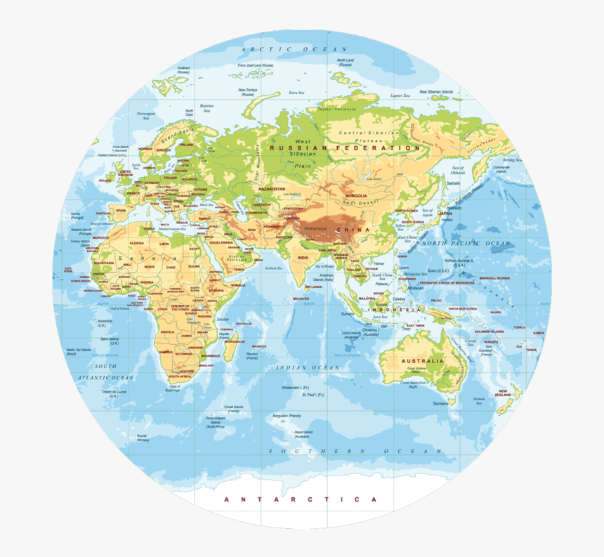 Polypropylyn Physical World Map Round Placemat F 1 Hd Png Download Kindpng