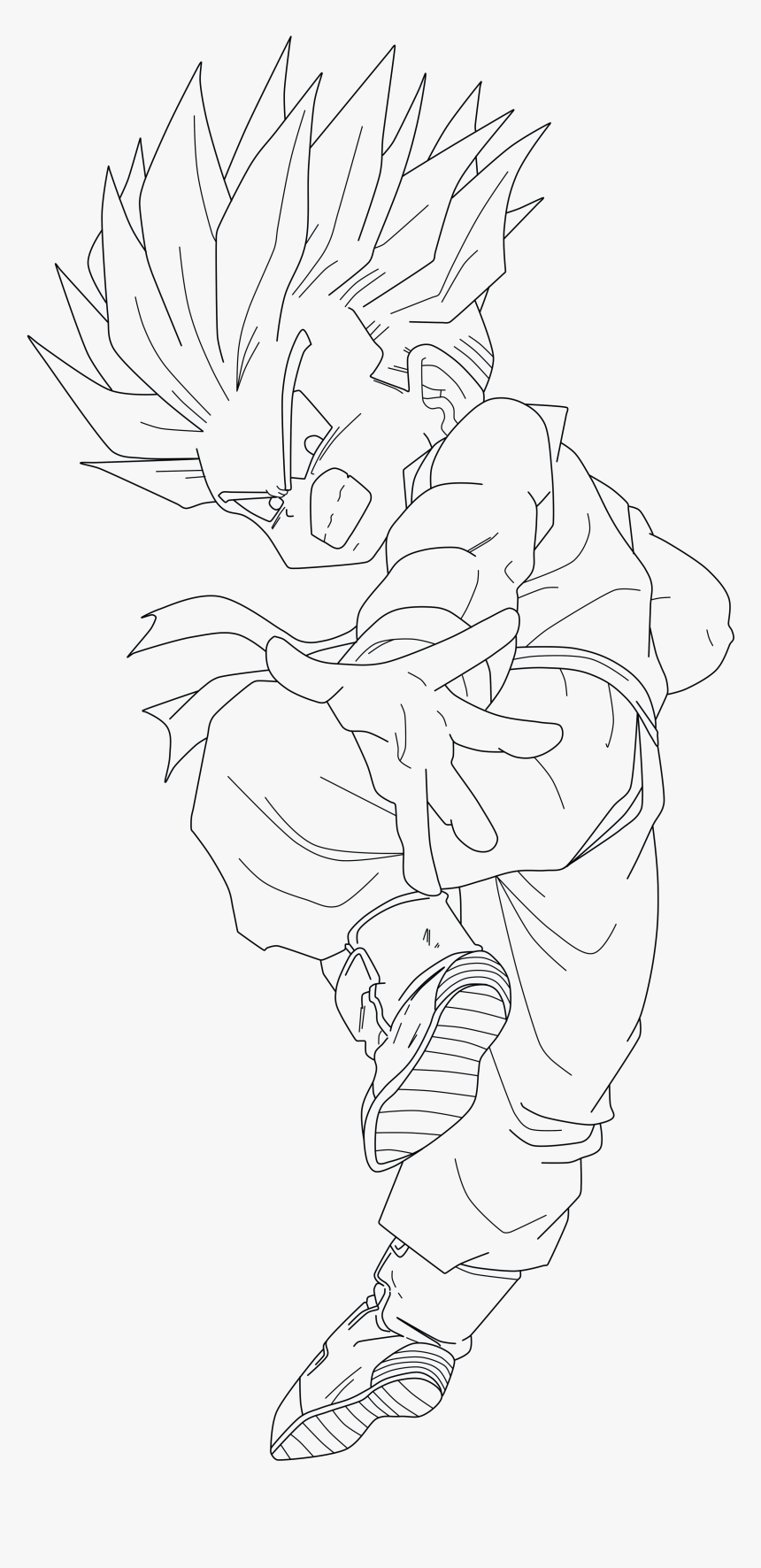 28 Collection Of Kid Trunks Drawing - Line Art Goku, HD Png Download, Free Download