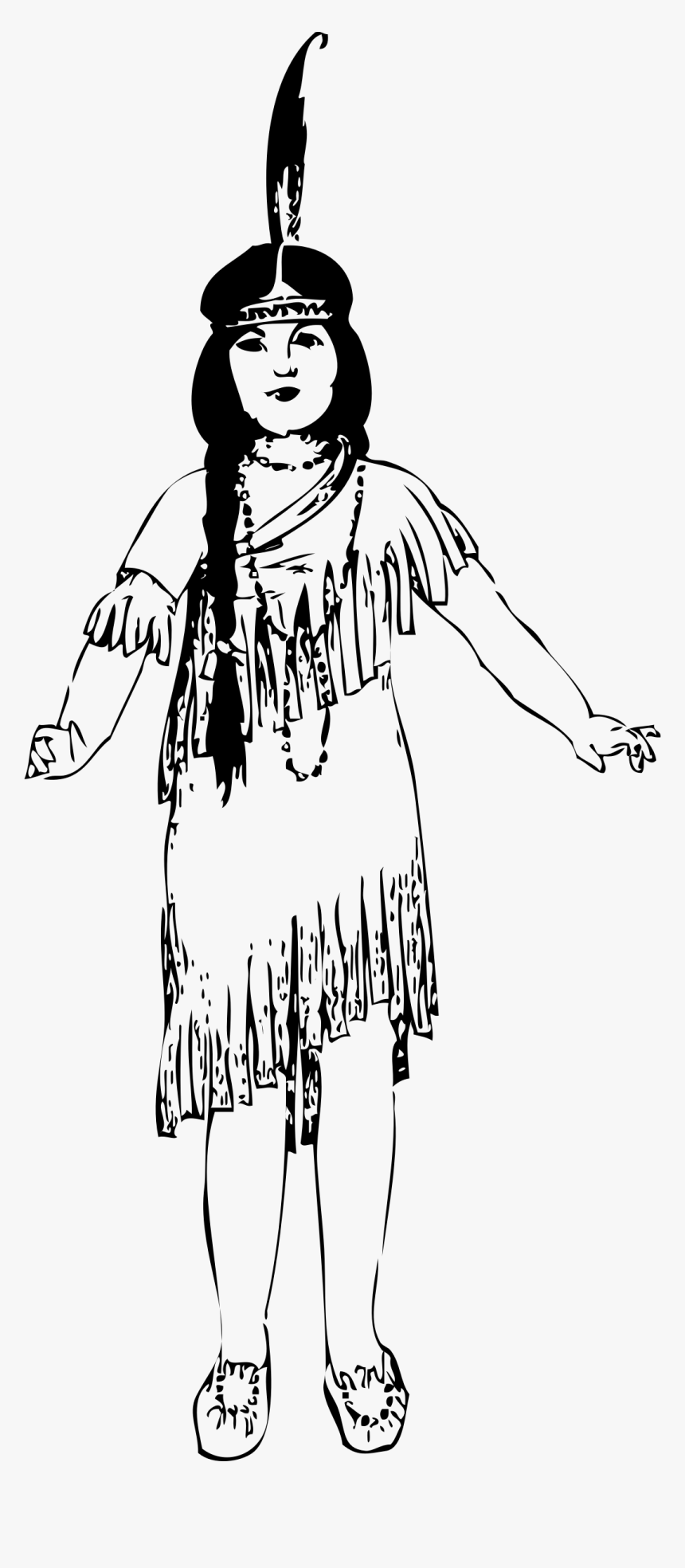 Native American Girl Clip Arts - Native American People Drawings, HD Png Download, Free Download