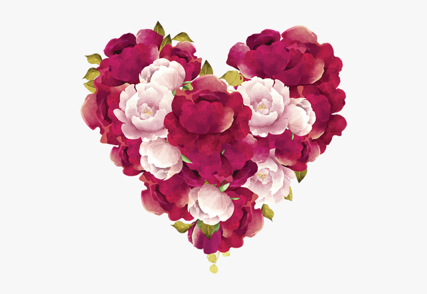 Clip Art Pink And Burgundy Wedding - Flower In Heart, HD Png Download, Free Download