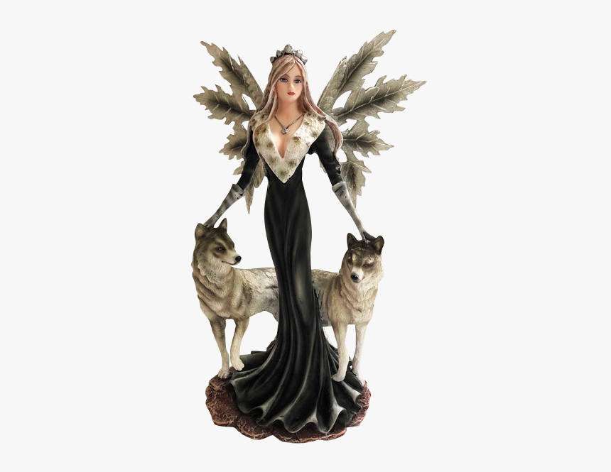 Winter Night Fairy With Wolves Statue - Fairy, HD Png Download, Free Download