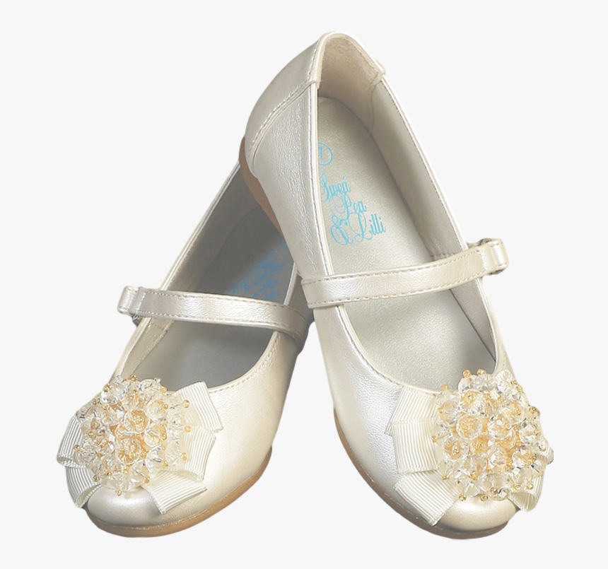 Ivory Dress Shoes W Crystal Beads & Strap Baby Girls - Girls Ivory Dress Shoes, HD Png Download, Free Download