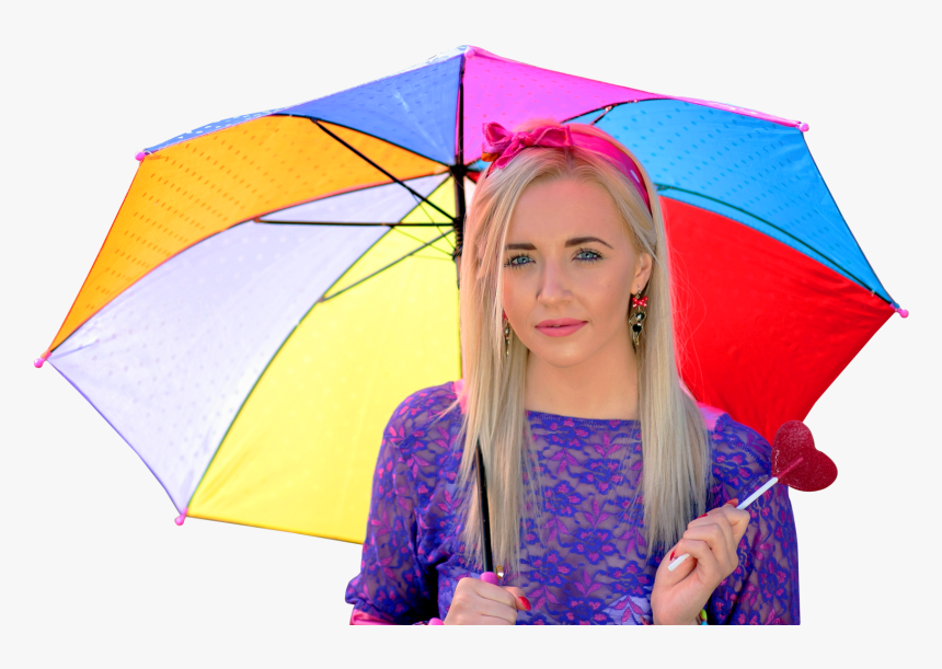 Young Happy Woman With Umbrella Png Image - Old Lady In Under Umbrella Cartoon Png, Transparent Png, Free Download