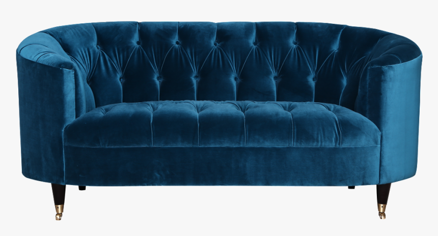 Loveseat Blue Couch - Suede Fabric Sofa Blue, HD Png Download, Free Download