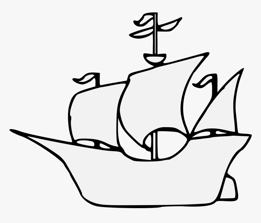 Drawn Sailing Traceable - Caravel Clipart, HD Png Download, Free Download