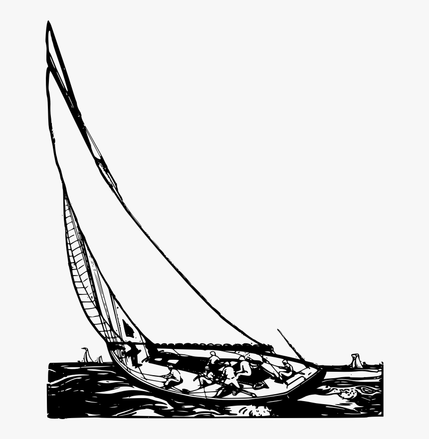 Transparent Gondola Clipart - Sailboat In Stormy Weather Clipart Black And White, HD Png Download, Free Download