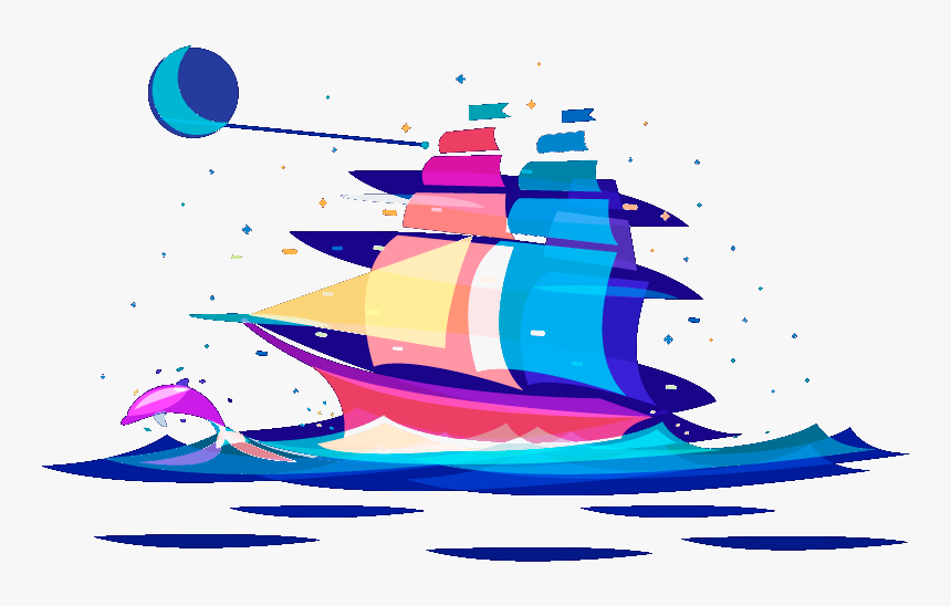 Clip Art Sailboat Color - Sailing Ship Drawing Colorful, HD Png Download, Free Download