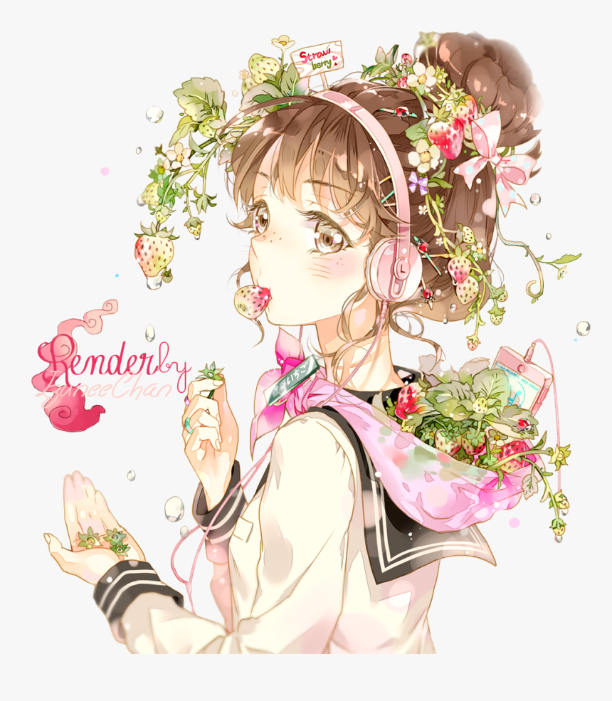 Anime Render Tumblr Google Search Renders Pinterest - Anime Girl With Flower, HD Png Download, Free Download