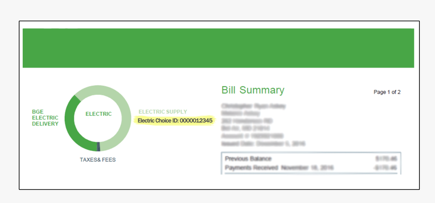 Bge Electric Bill Choice Id, HD Png Download, Free Download