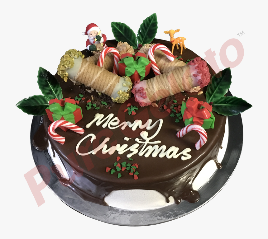 Cannoli Gelato Cake Chocolate Drip Christmas Theme - Chocolate Cake, HD Png Download, Free Download