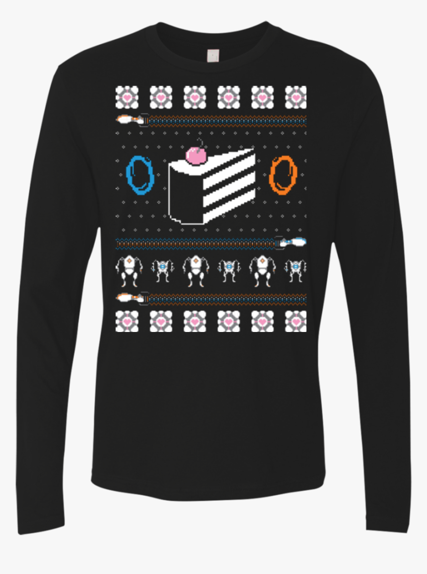 The Christmas Cake Is A Lie Men"s Premium Long Sleeve - Portal Christmas Sweater, HD Png Download, Free Download