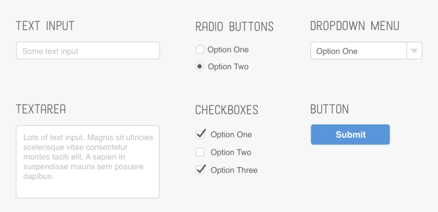 Examples Of Text Inputs, Textareas, Radio Buttons, - Html Css Forms, HD Png Download, Free Download