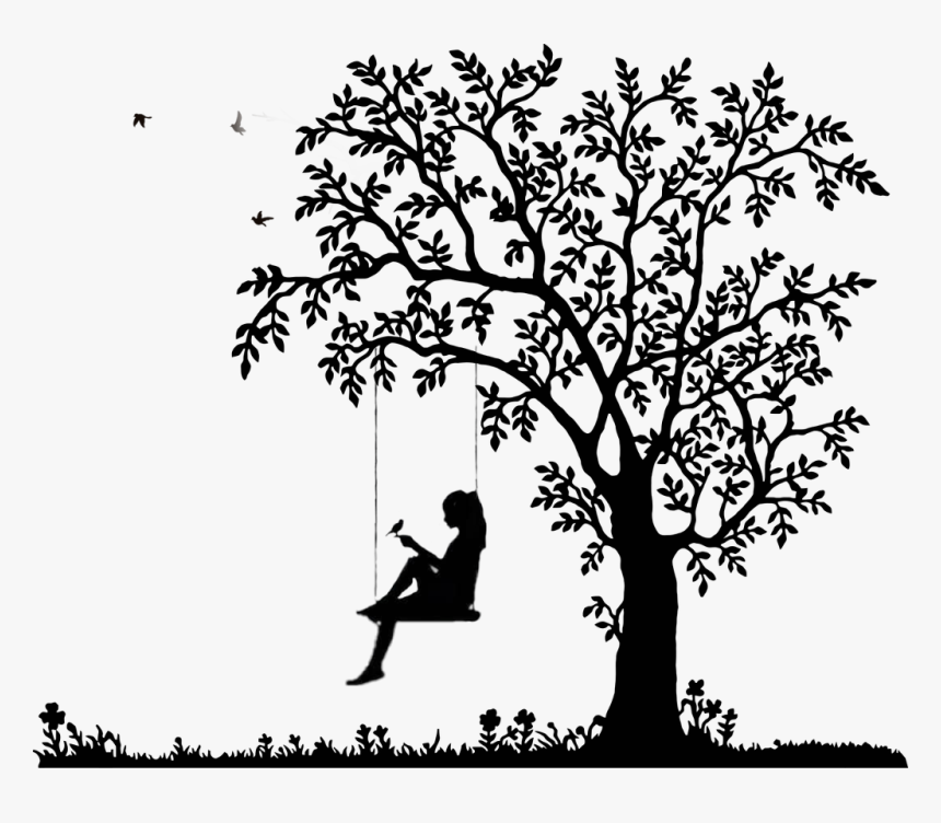 Tree Black And White Png , Transparent Cartoons - Bird And Tree Silhouette, Png Download, Free Download