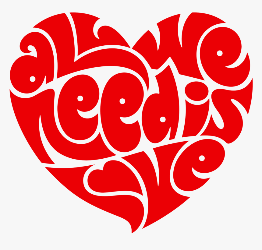 Typography Heart Sticker - All We Need Is Love Beatles, HD Png Download, Free Download