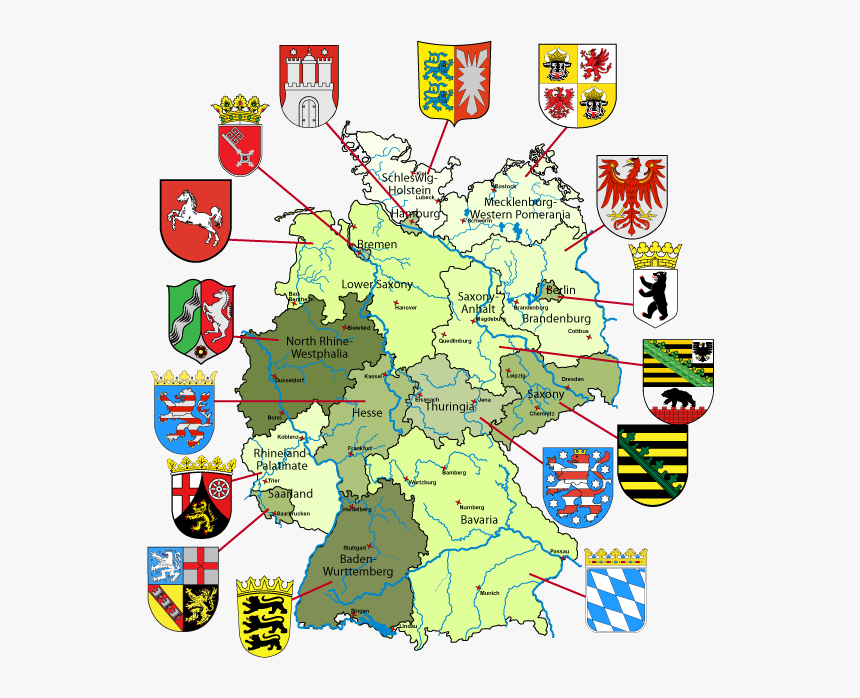 Map Of Germany With Links To Each State - Germany 16 States, HD Png Download, Free Download