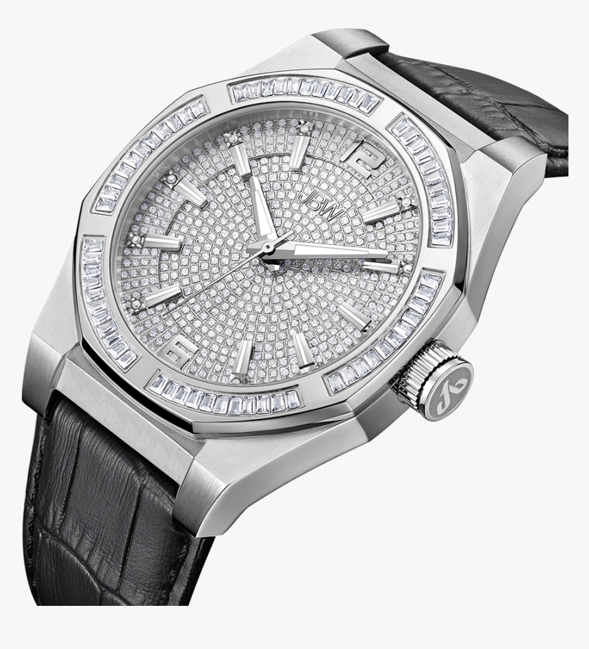 Jbw Apollo J6350a Stainless Steel Black Leather Diamond - Jbw Apollo Watch, HD Png Download, Free Download