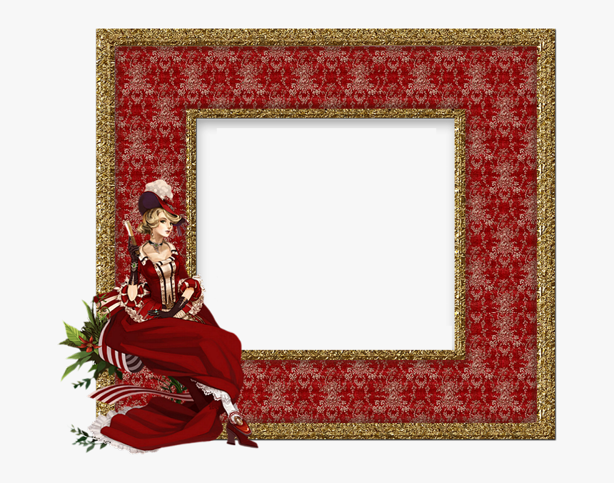 Red Transparent Png Frame With Lady Scrapbooking Frame - Transparent Lady Photo Frame, Png Download, Free Download