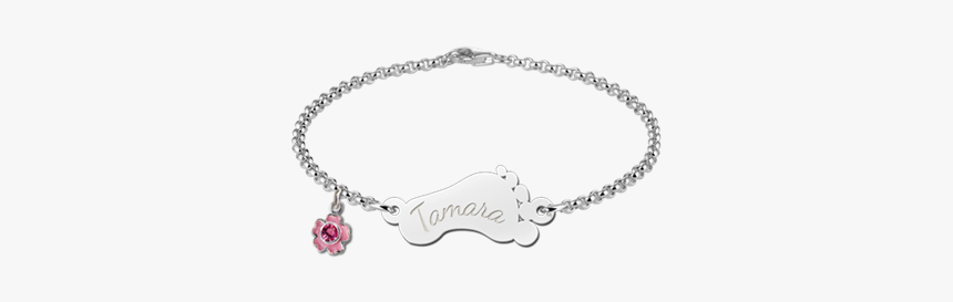 Silver Baby Bracelet With Baby Foot - Bracelet, HD Png Download, Free Download