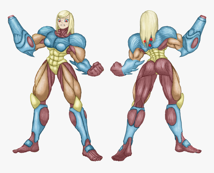 Samus Aran In Her Fusion Suit - Muscular Pixel Art, HD Png Download, Free Download