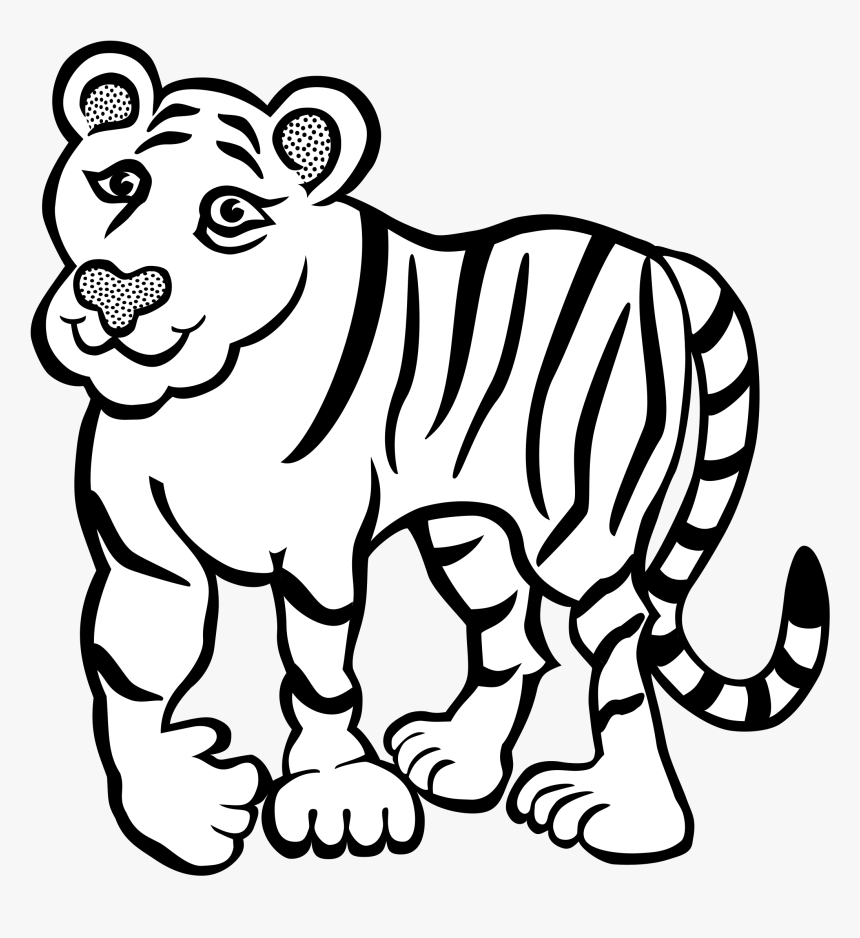 Lineart Clip Arts - Coloured Tiger, HD Png Download, Free Download