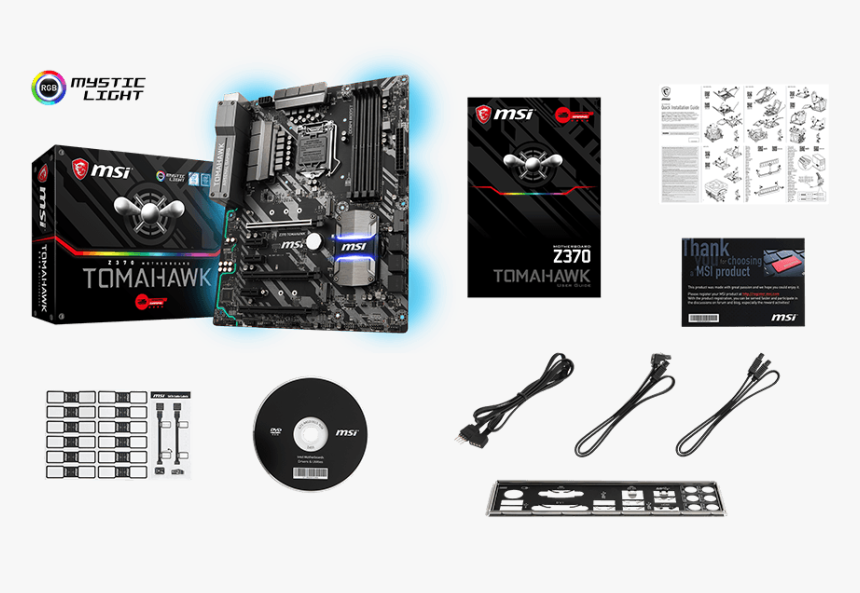 Msi Z370 Tomahawk Box Content , Png Download - Msi Z370 Tomahawk Specs, Transparent Png, Free Download