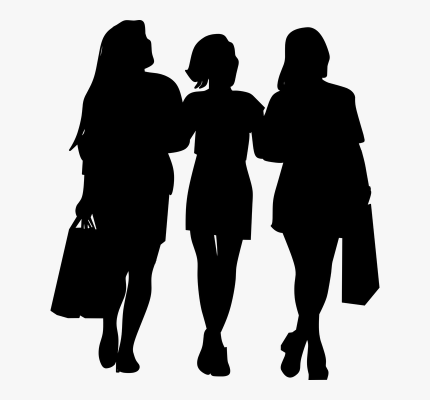 Amigos, Compras, Consumismo, Niñas, Caminar - People Shopping Silhouette Png, Transparent Png, Free Download