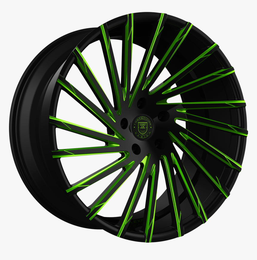 Black And Green Finish - Gloss Machined Black Wheels, HD Png Download, Free Download