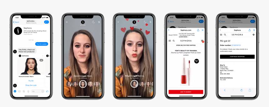 Facebook Messenger Ar Augmented Reality Sephora - Facebook Ar Camera, HD Png Download, Free Download