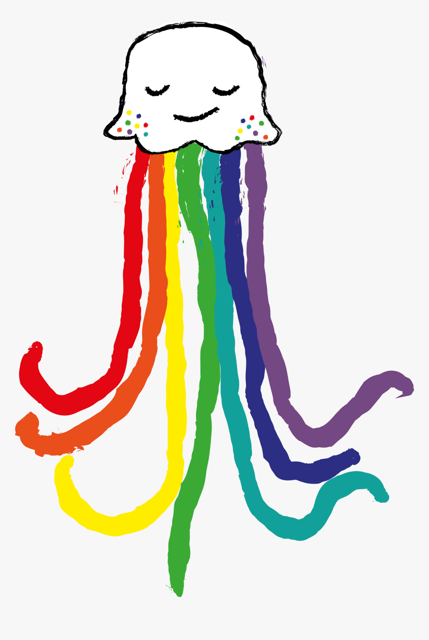 Rainbow Jelly Fish - Illustration, HD Png Download, Free Download