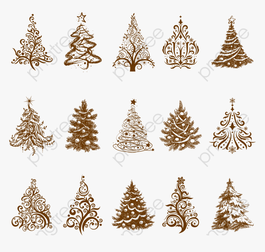 Clip Art Vintage Pine Tree Clipart - Christmas Tree Drawing Ideas, HD Png Download, Free Download